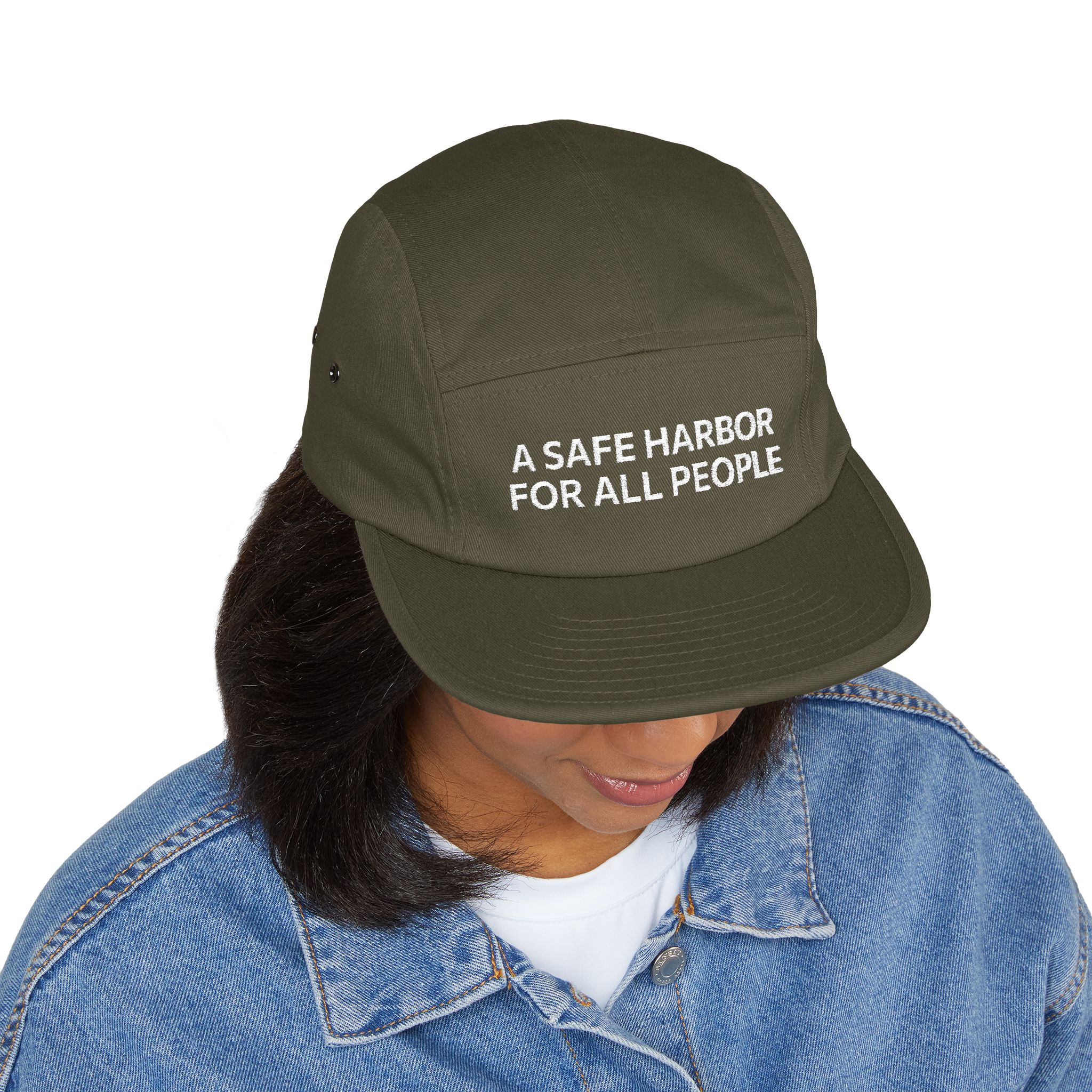 "A Safe Harbor for All People" — Embroidered 5-Panel Cap - Image 6