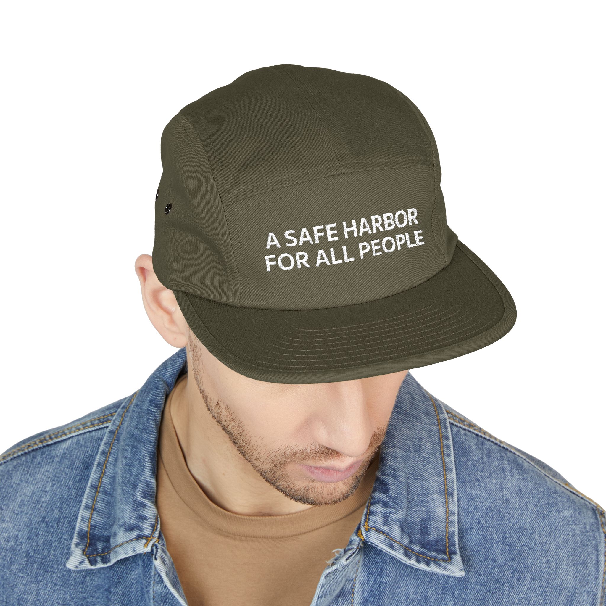 "A Safe Harbor for All People" — Embroidered 5-Panel Cap - Image 4